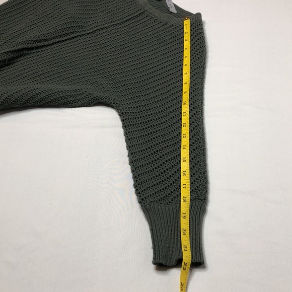Athleta Sweater Womens Sage Green Open Weave Crew Neck Cotton Blend Size XXS - Picture 12 of 16